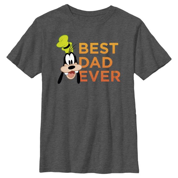 Boy's Mickey & Friends Father's Day Best Goofy Dad Ever  Graphic Tee Charcoal Heather Medium