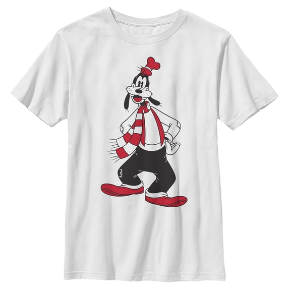 Boy's Mickey & Friends Festive Goofy Graphic Tee White Large