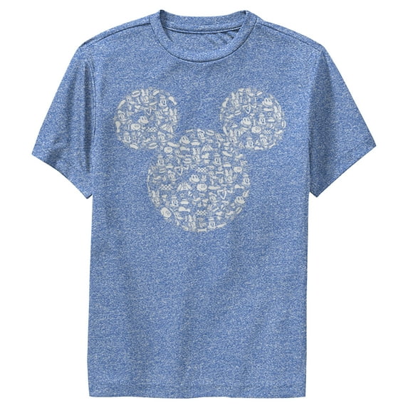 Boy's Mickey & Friends Filled With Faces Performance Graphic Tee Royal Blue Heather Small