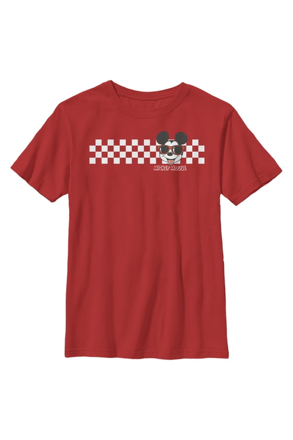 Boy's Mickey & Friends Finish Line Graphic Tee Red Large