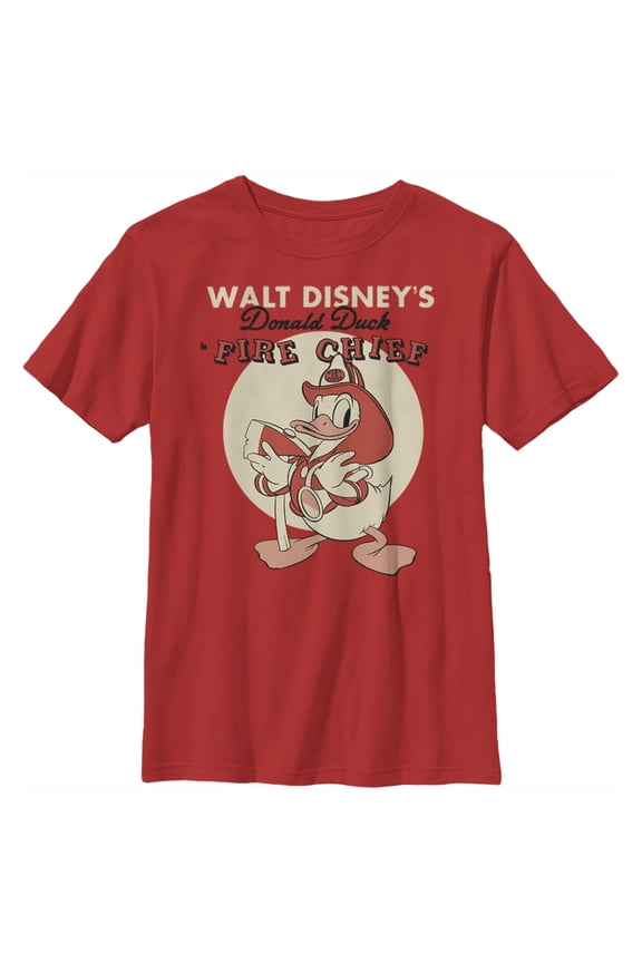 Boy's Mickey & Friends Fire Chief Donald Graphic Tee Red X Large
