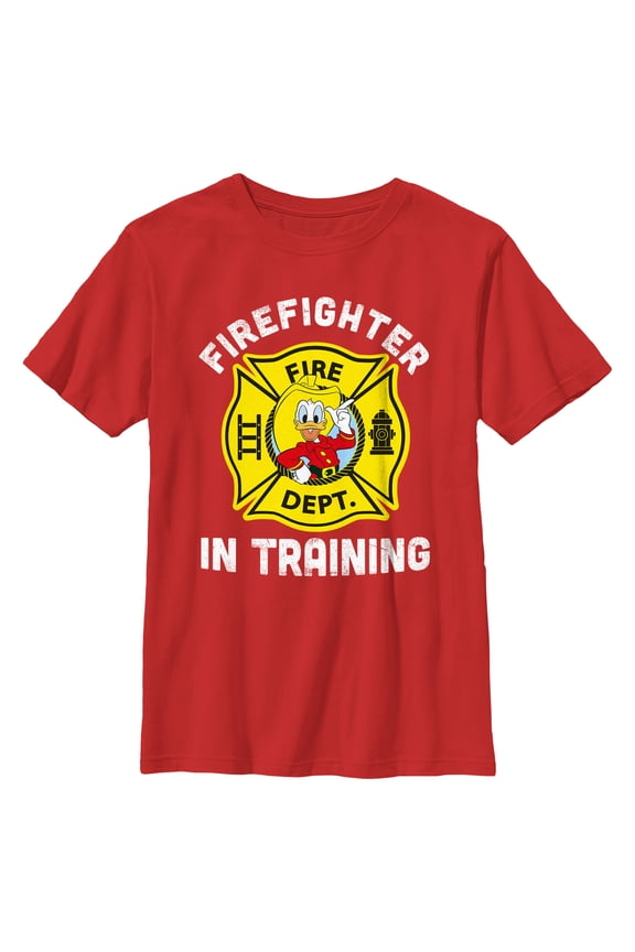 Boy's Mickey & Friends Firefighter in Training Graphic Tee Red Large
