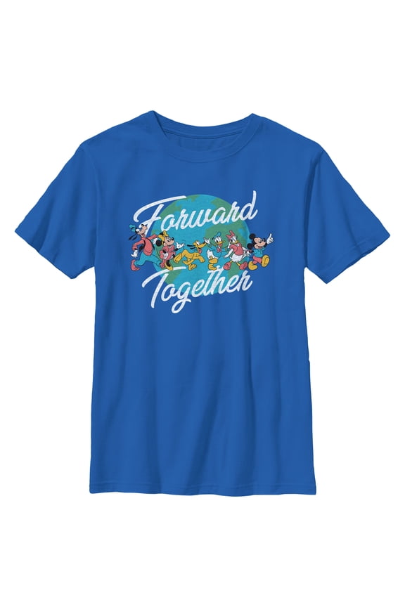 Boy's Mickey & Friends Forward Together Graphic Tee Royal Blue Medium