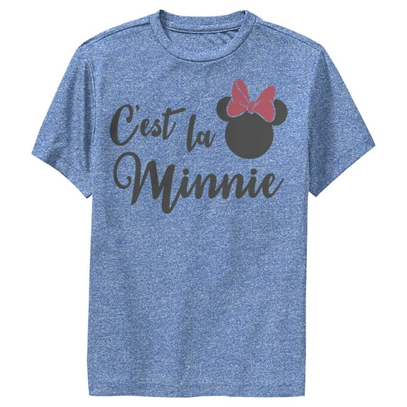 Boy's Mickey & Friends French Minnie Performance Graphic Tee Royal Blue Heather Medium