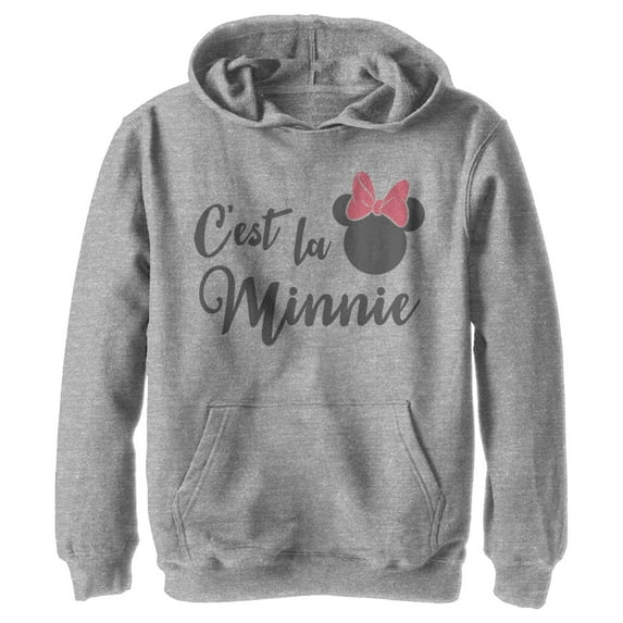 Boy's Mickey & Friends French Minnie Pull Over Hoodie Athletic Heather Large