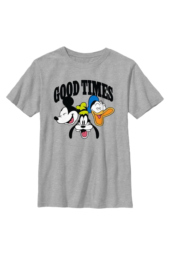 Boy's Mickey & Friends Good Times Faces Graphic Tee Athletic Heather Large
