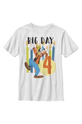 Boy's Mickey & Friends Goofy 4th Big Day Graphic Tee White X Large
