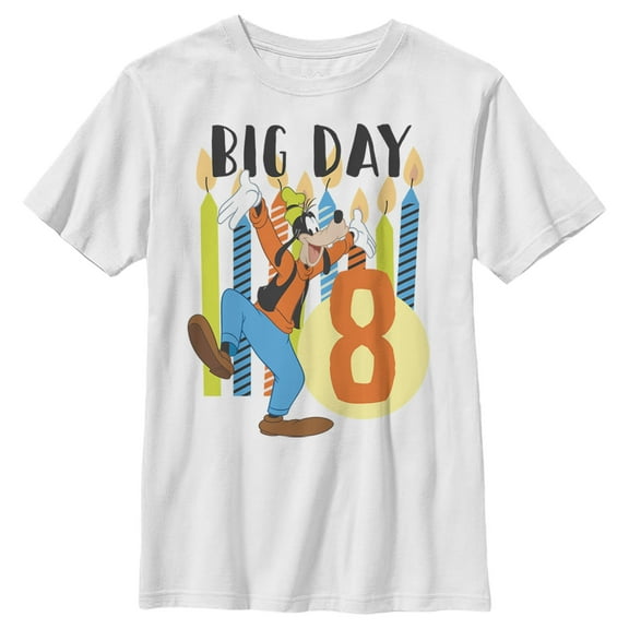 Boy's Mickey & Friends Goofy 8th Birthday Graphic Tee White Small