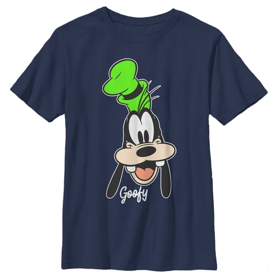 Boy's Mickey & Friends Goofy Portrait Graphic Tee Navy Blue Large