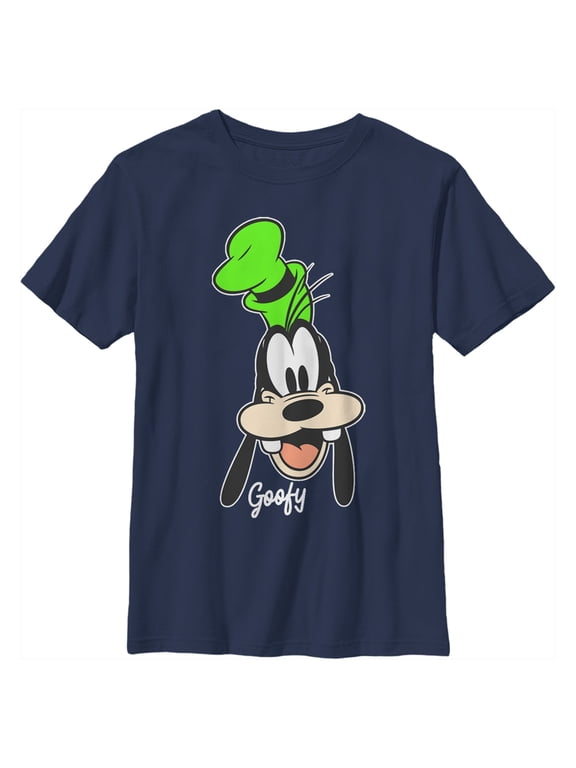 Boy's Mickey & Friends Goofy Portrait Graphic Tee Navy Blue Small
