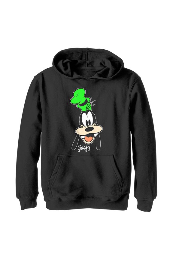 Boy's Mickey & Friends Goofy Portrait Pull Over Hoodie Black Small