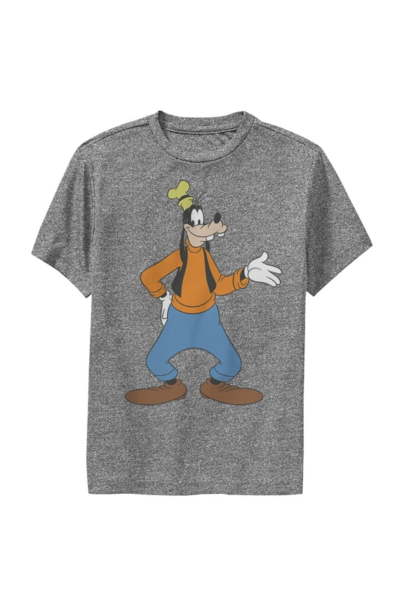Boy's Mickey & Friends Goofy Wave Performance Graphic Tee Charcoal Heather Large
