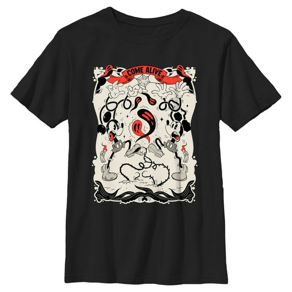 Boy's Mickey & Friends Halloween Come Alive Graphic Tee Black Large