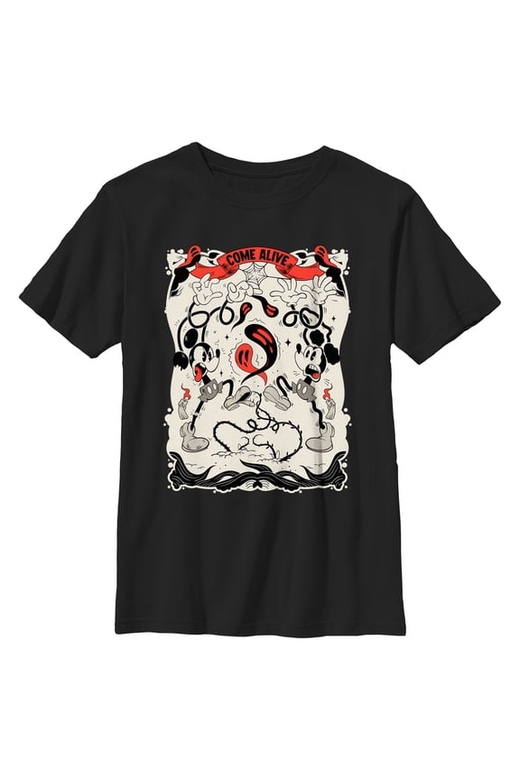Boy's Mickey & Friends Halloween Come Alive Graphic Tee Black Small