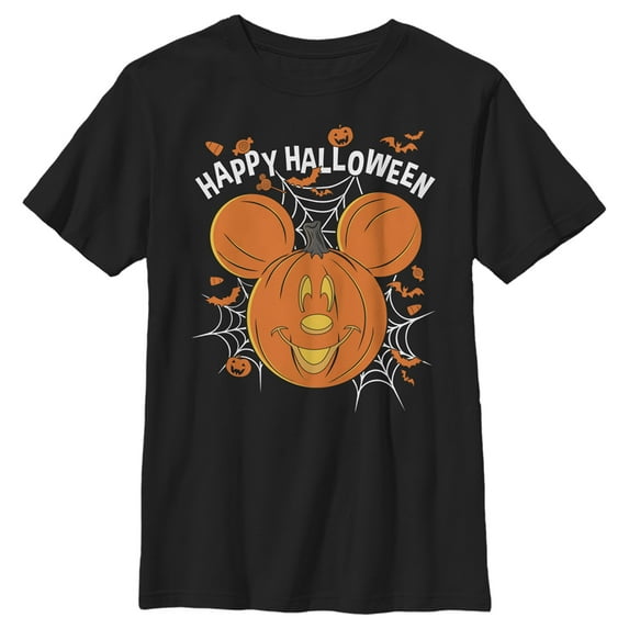 Boys' Husky Mickey & Friends Halloween Mouse-O'-Lantern Graphic Tee Black Large