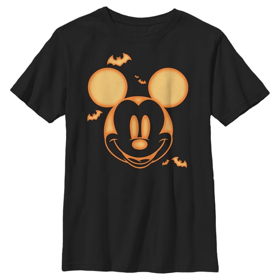 Boy's Mickey & Friends Halloween Pumpkin Face Graphic Tee Black X Small