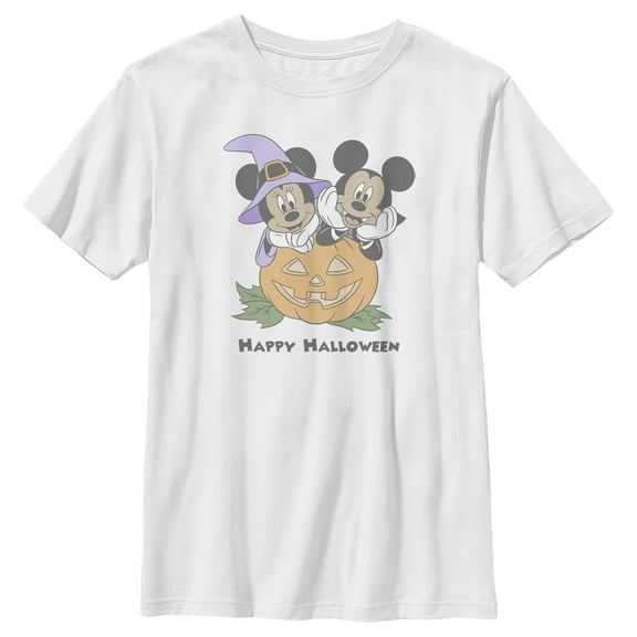 Boy's Mickey & Friends Halloween Vampire Mickey & Minnie  Graphic Tee White X Large