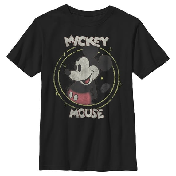 Boy's Mickey & Friends Happy Graphic Tee Black Large