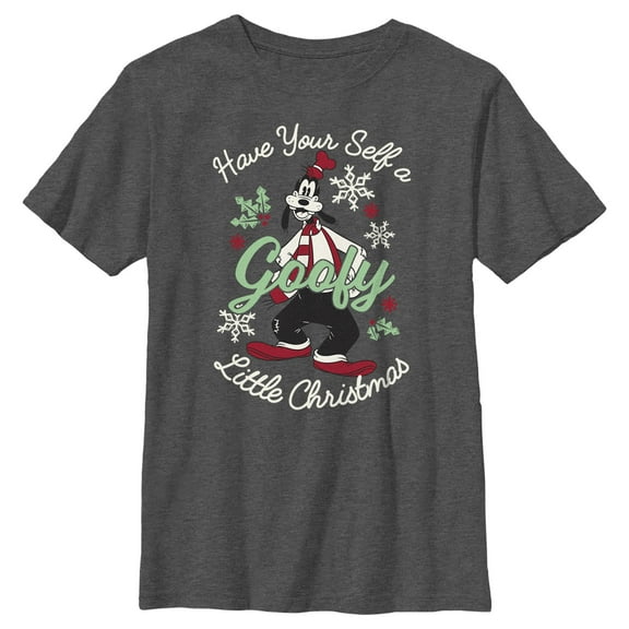 Boy's Mickey & Friends Have A Goofy Christmas  Graphic Tee Charcoal Heather Medium
