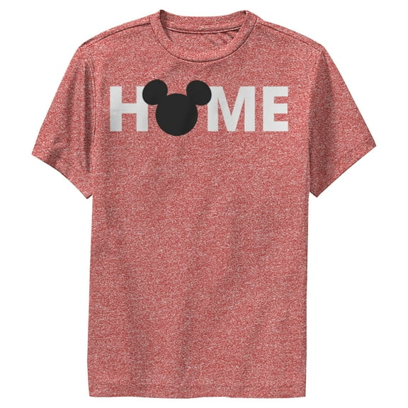 Boy's Mickey & Friends Home Mickey Mouse Logo  Performance Graphic Tee Red Heather X Large