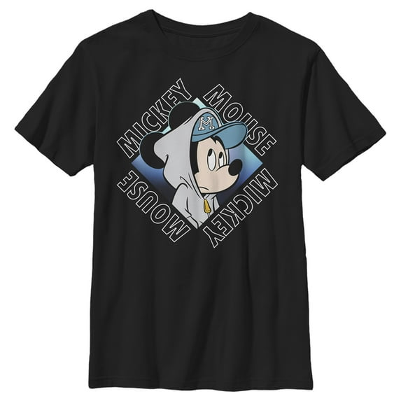 Boy's Mickey & Friends Hoodie Mickey Graphic Tee Black Small
