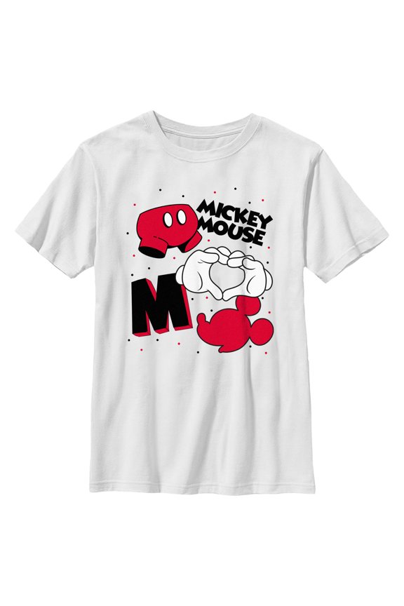 Boy's Mickey & Friends Icons Jumble  Graphic Tee White Large