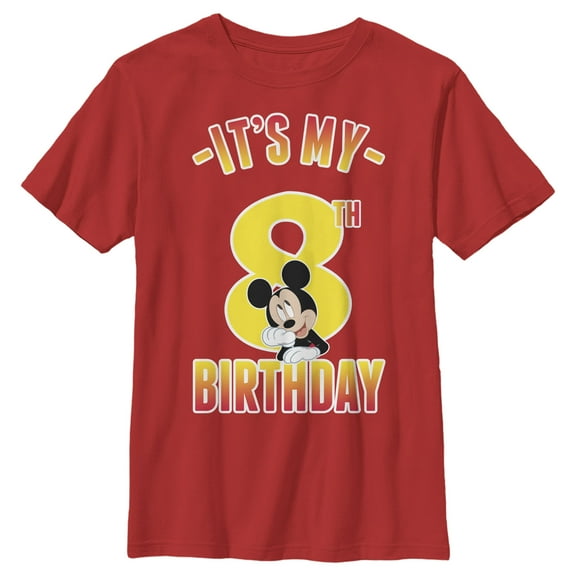 Boy's Mickey & Friends It's My 8th Birthday Graphic Tee Red Small