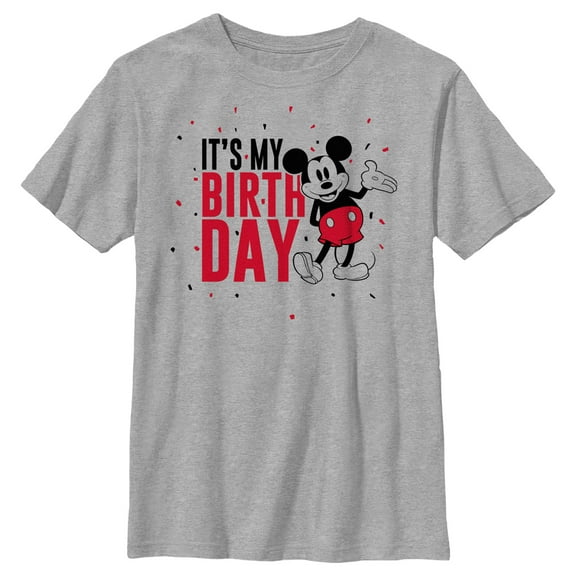 Boy's Mickey & Friends It's My Birthday Retro Mouse Graphic Tee Athletic Heather X Large