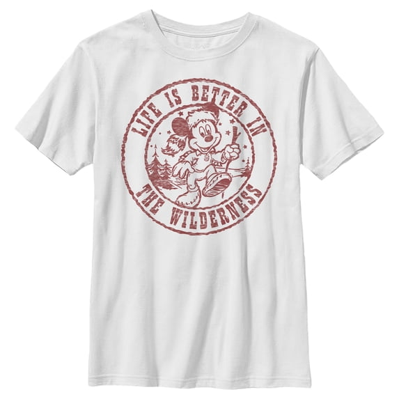 Boy's Mickey & Friends Life is Better in the Wilderness Mickey Graphic Tee White X Large
