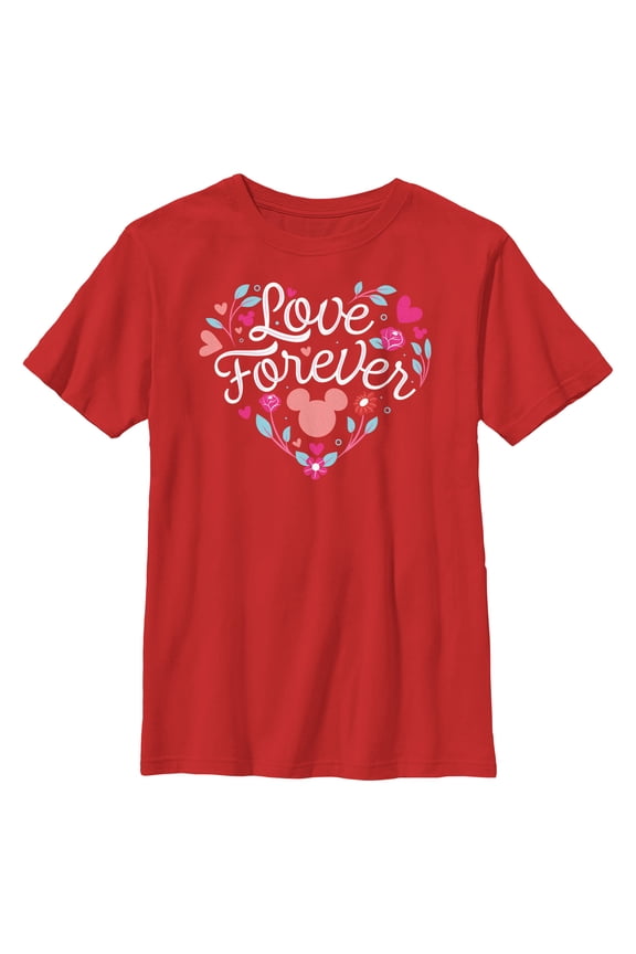 Boy's Mickey & Friends Love Forever Heart Graphic Tee Red X Large