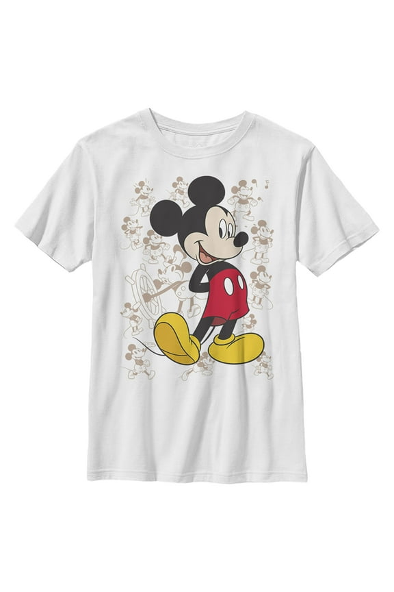 Boy's Mickey & Friends Many Retro Poses Graphic Tee White X Small