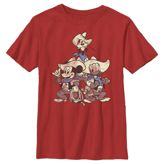 Boy's Mickey & Friends Mickey & Friends Cowboys  Graphic Tee Red Small