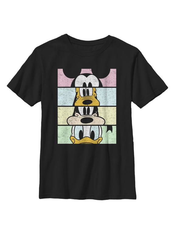 Boy's Mickey & Friends Mickey & Friends Cropped Portraits Crop Graphic Tee Black Small