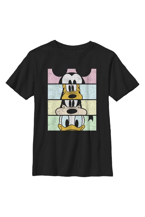 Boy's Mickey & Friends Mickey & Friends Cropped Portraits Crop Graphic Tee Black X Large