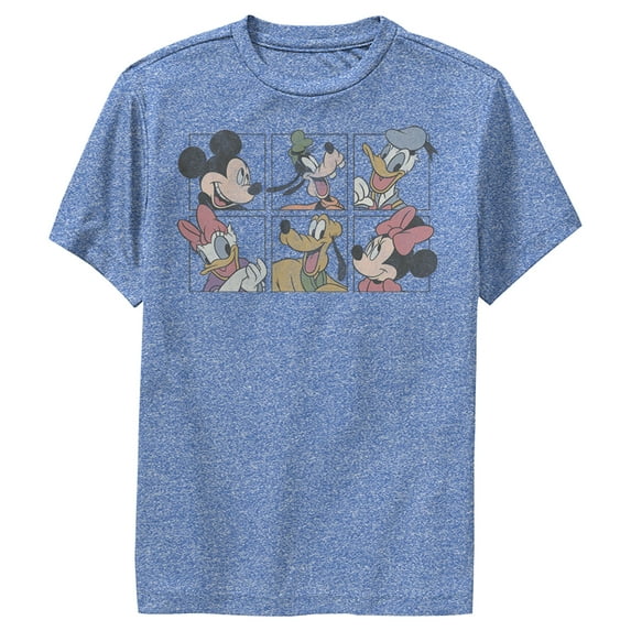 Boy's Mickey & Friends Mickey & Friends Grid Performance Graphic Tee Royal Blue Heather Large