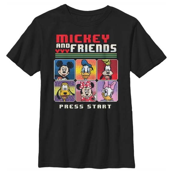 Boy's Mickey & Friends Mickey & Friends Press Start Video Game  Graphic Tee Black Small