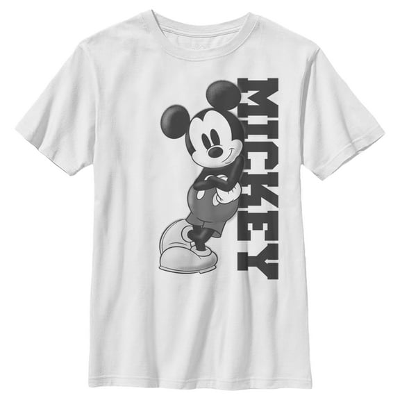 Boy's Mickey & Friends Mickey Lean  Graphic Tee White Large