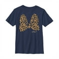 thumbnail image 1 of Boy's Mickey & Friends Mickey & Minnie Mouse Cheetah Print Bow Signature  Graphic Tee Navy Blue Small, 1 of 3