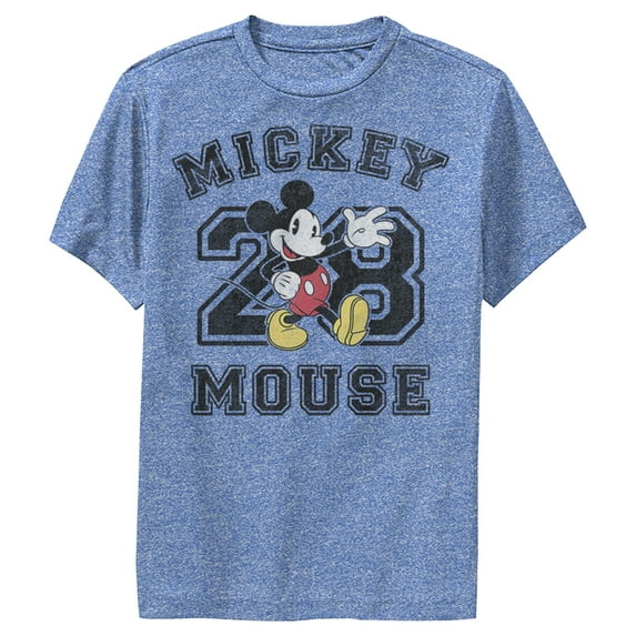 Boy's Mickey & Friends Mickey Mouse 28 Performance Graphic Tee Royal Blue Heather Large