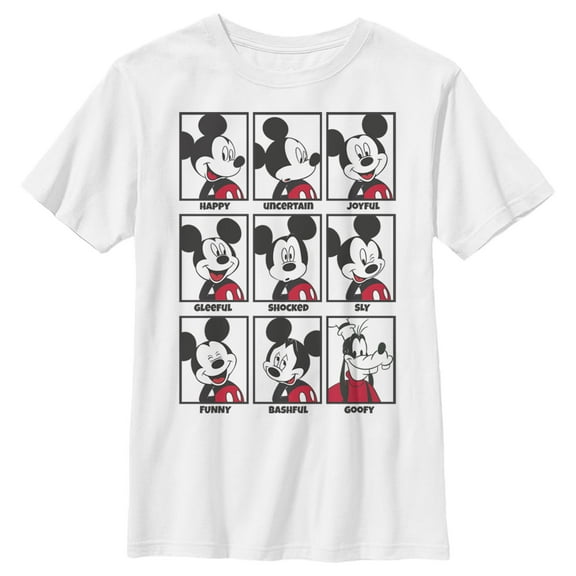 Boy's Mickey & Friends Mickey Mouse All Emotions Grid  Graphic Tee White Medium