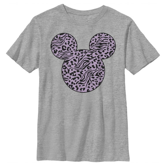 Boy's Mickey & Friends Mickey Mouse Animal Print Silhouette Graphic Tee Athletic Heather Large