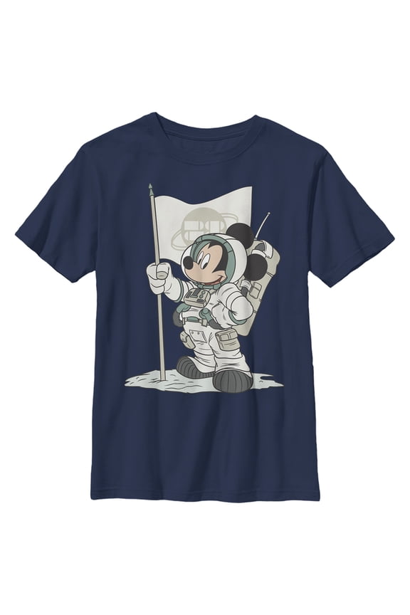 Boys' Husky Mickey & Friends Mickey Mouse Astronaut Graphic Tee Navy Blue Small