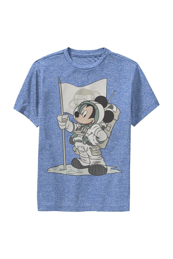 Boy's Mickey & Friends Mickey Mouse Astronaut Performance Graphic Tee Royal Blue Heather Large