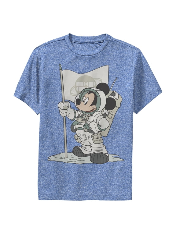 Boy's Mickey & Friends Mickey Mouse Astronaut Performance Graphic Tee Royal Blue Heather Medium
