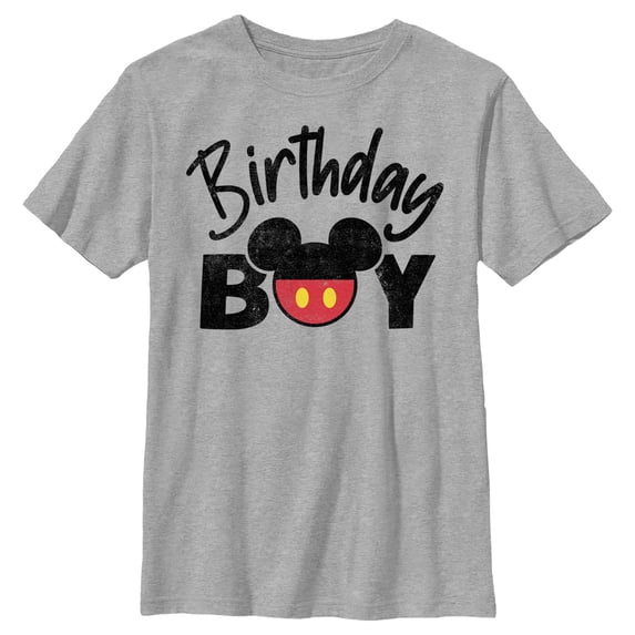 Boy's Mickey & Friends Mickey Mouse Birthday Boy Graphic Tee Athletic Heather Large