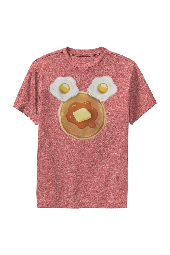 Boy's Mickey & Friends Mickey Mouse Breakfast Silhouette Performance Graphic Tee Red Heather Large