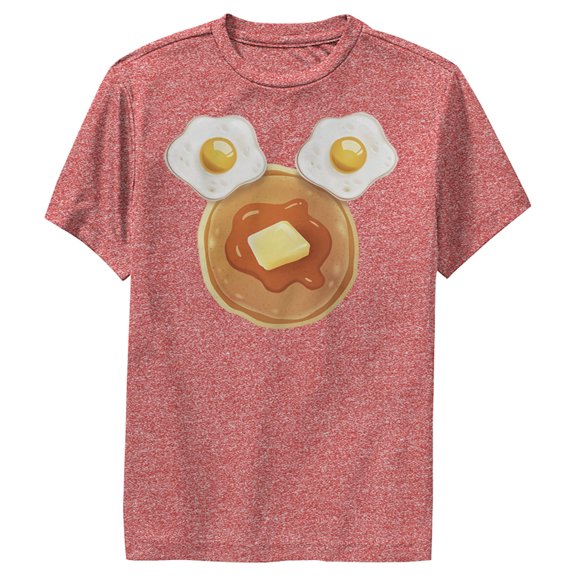 Boy's Mickey & Friends Mickey Mouse Breakfast Silhouette Performance Graphic Tee Red Heather Small