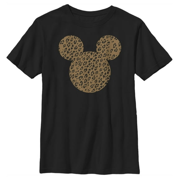 Boy's Mickey & Friends Mickey Mouse Cheetah Print Silhouette  Graphic Tee Black Medium