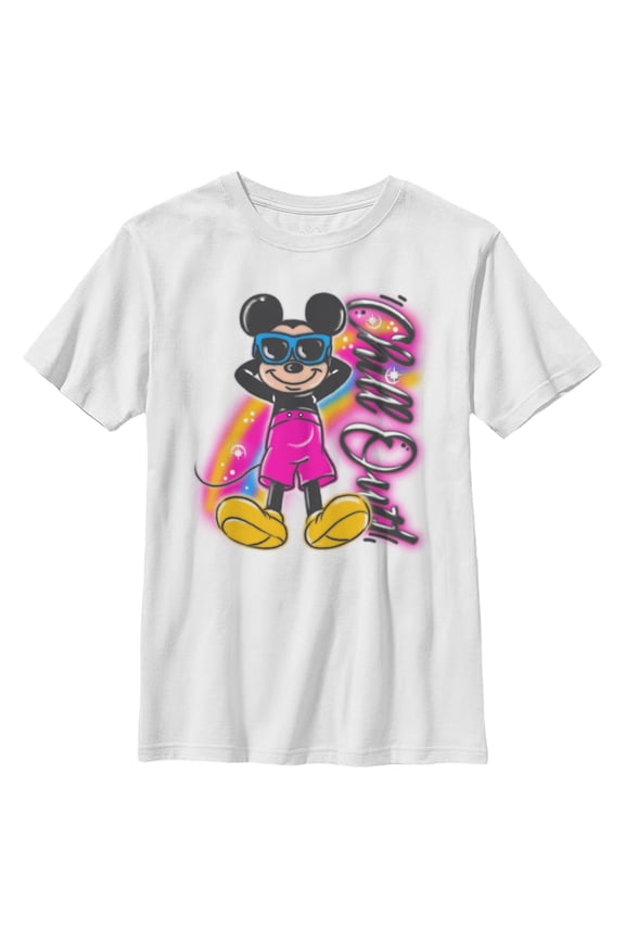Boy's Mickey & Friends Mickey Mouse Chill Out Airbrushed Graphic Tee White Small