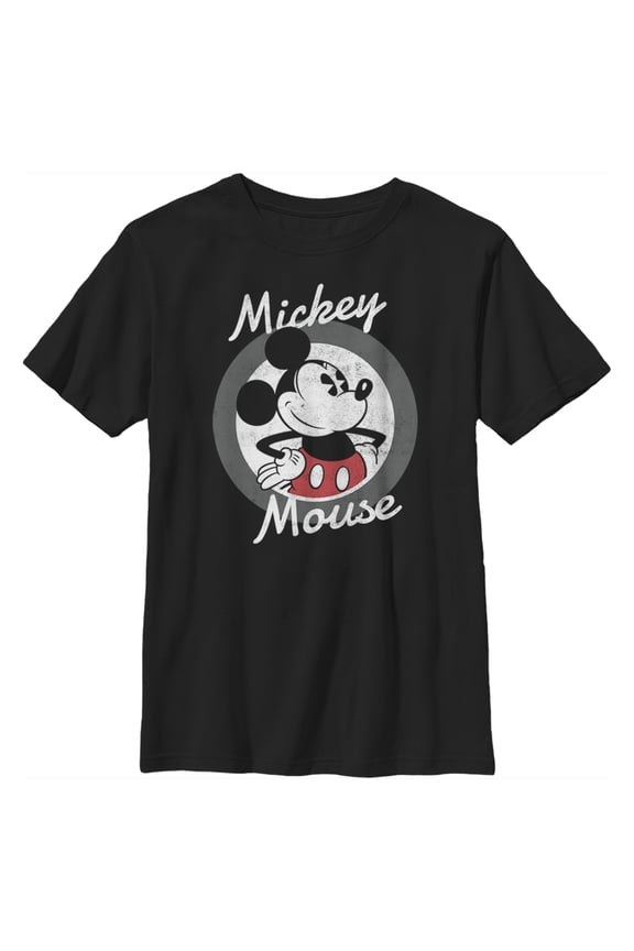 Boy's Mickey & Friends Mickey Mouse Classic Circle Graphic Tee Black Large